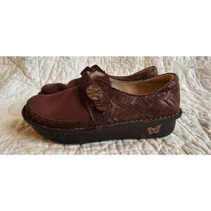 Alegria‎ Womens Dream Fit Maroon Gold Leather Neoprene Clog EU 38 US 8 Nursing